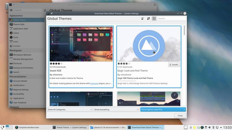 KDE Plasma 5.18 LTS Desktop Environment Officially Released