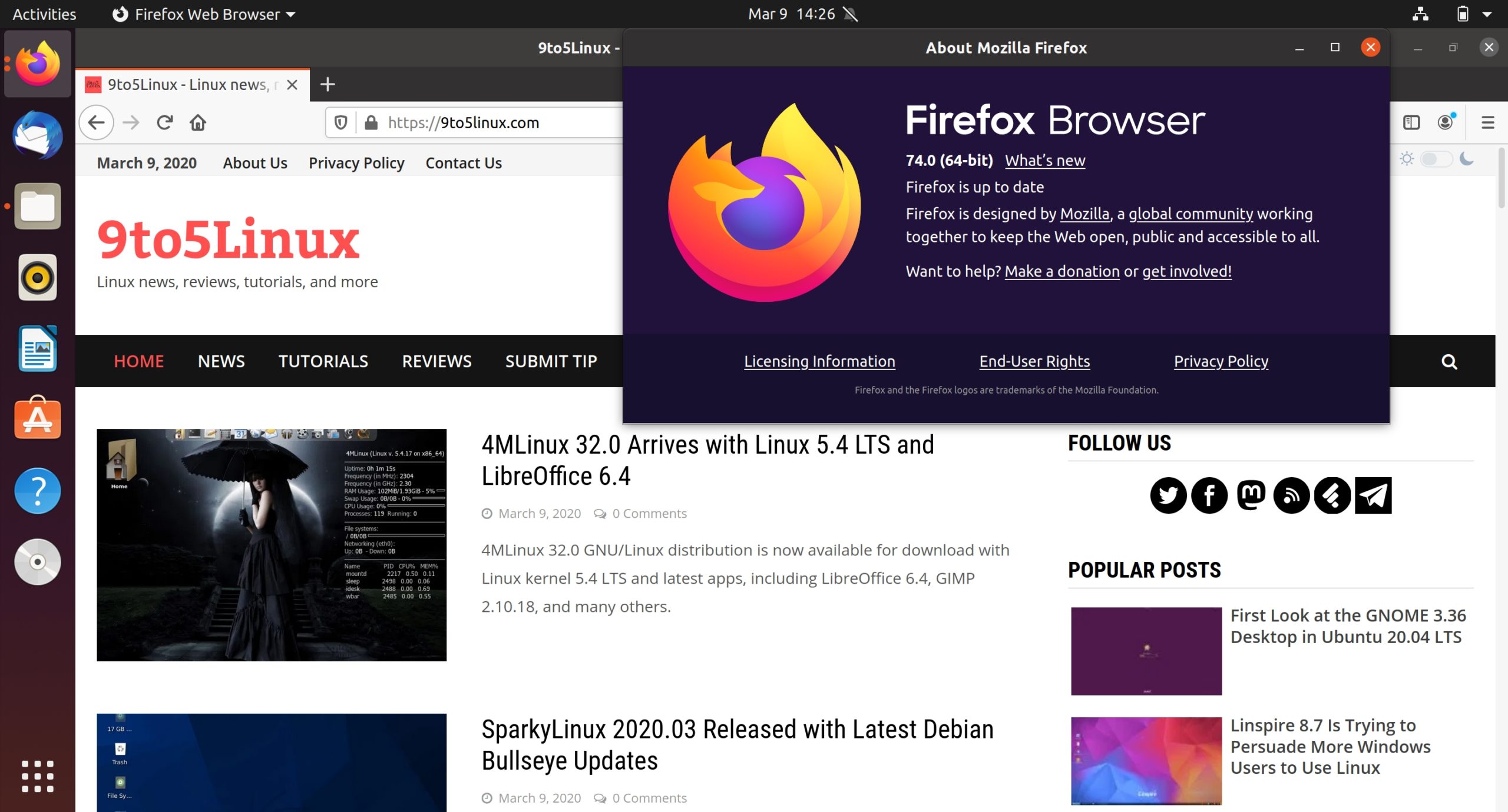 Firefox 74 Is Now Available for All Supported Ubuntu Releases