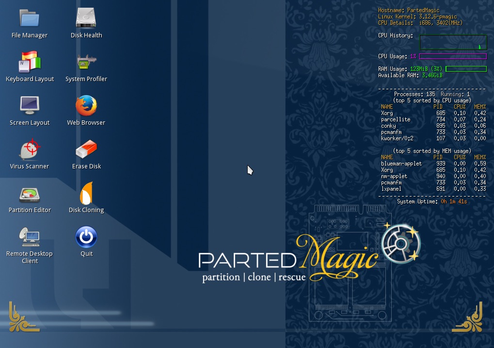 Parted Magic Distro Switches to Xfce Desktop, It’s Now a Full 64-Bit System