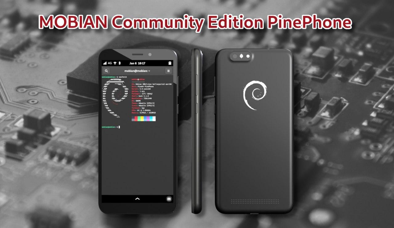 PinePhone Mobian Edition Is Coming on January 18, Powered by Debian Linux