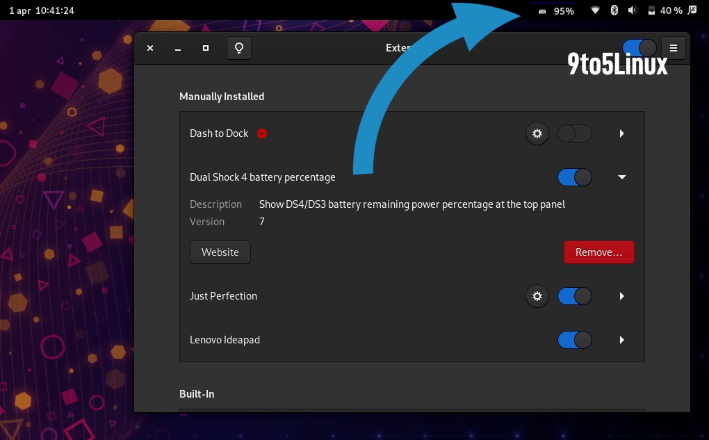 Dual Shock 4 Controller Battery Percentage GNOME Shell Extension Now Supports GNOME 40