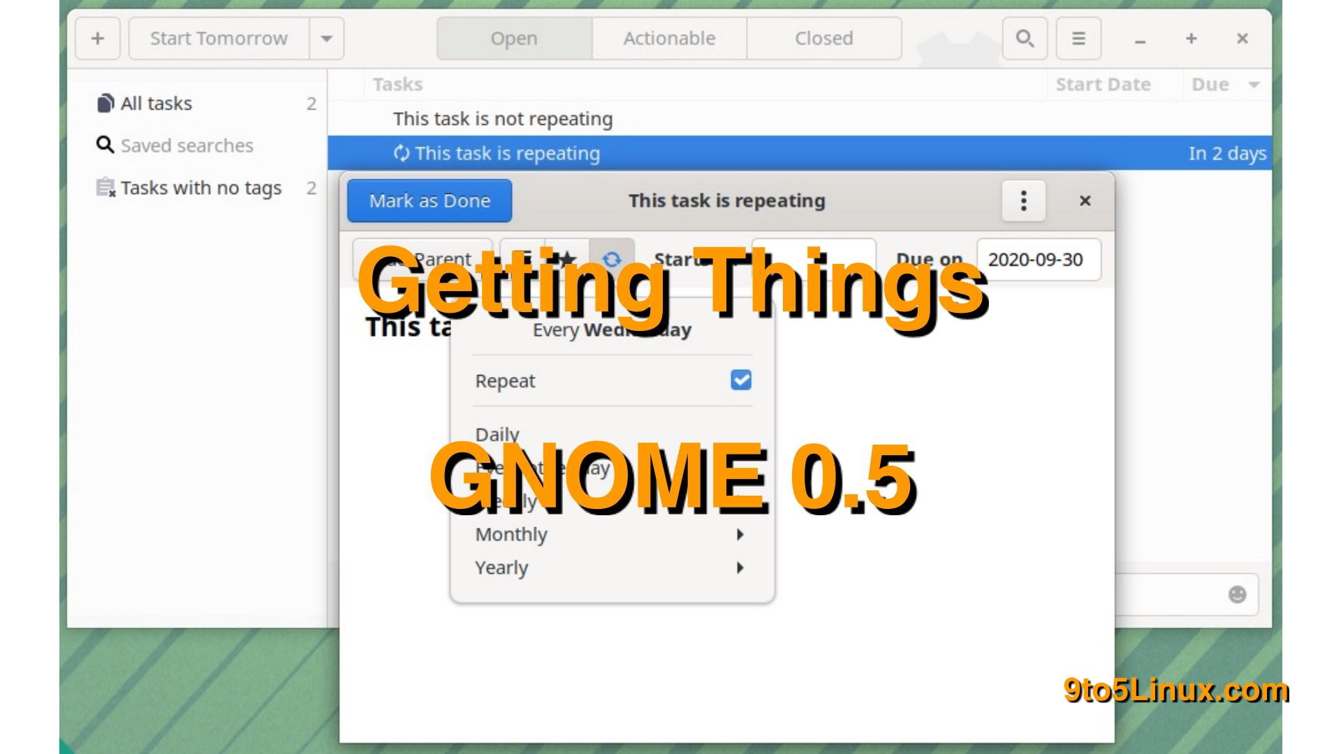 Getting Things GNOME 0.5 To-Do App Released with Recurring Tasks, Performance Improvements