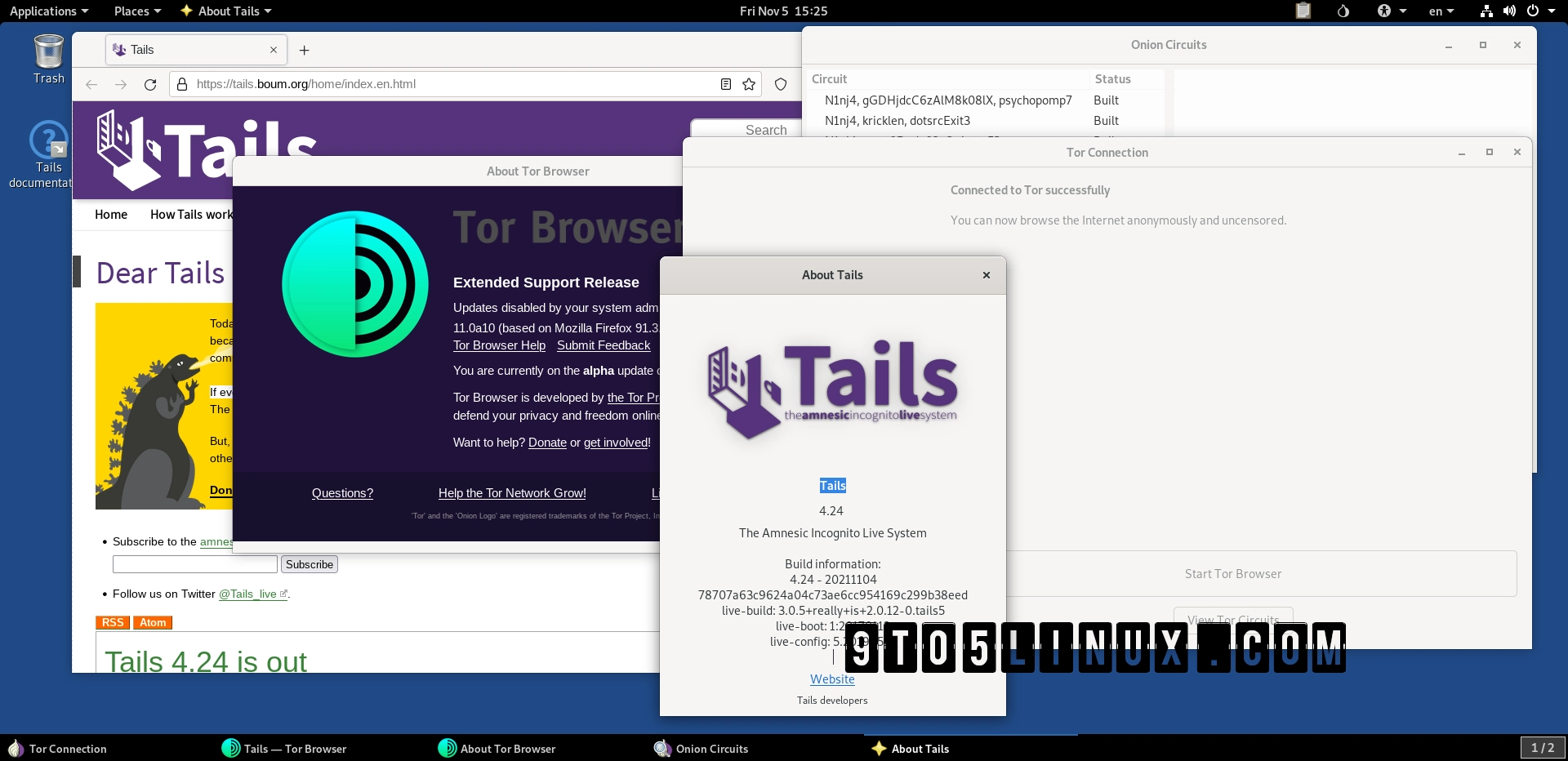Tails 4.24 Anonymous Linux OS Switches to Tor Browser 11, Improves Tor Connection Wizard