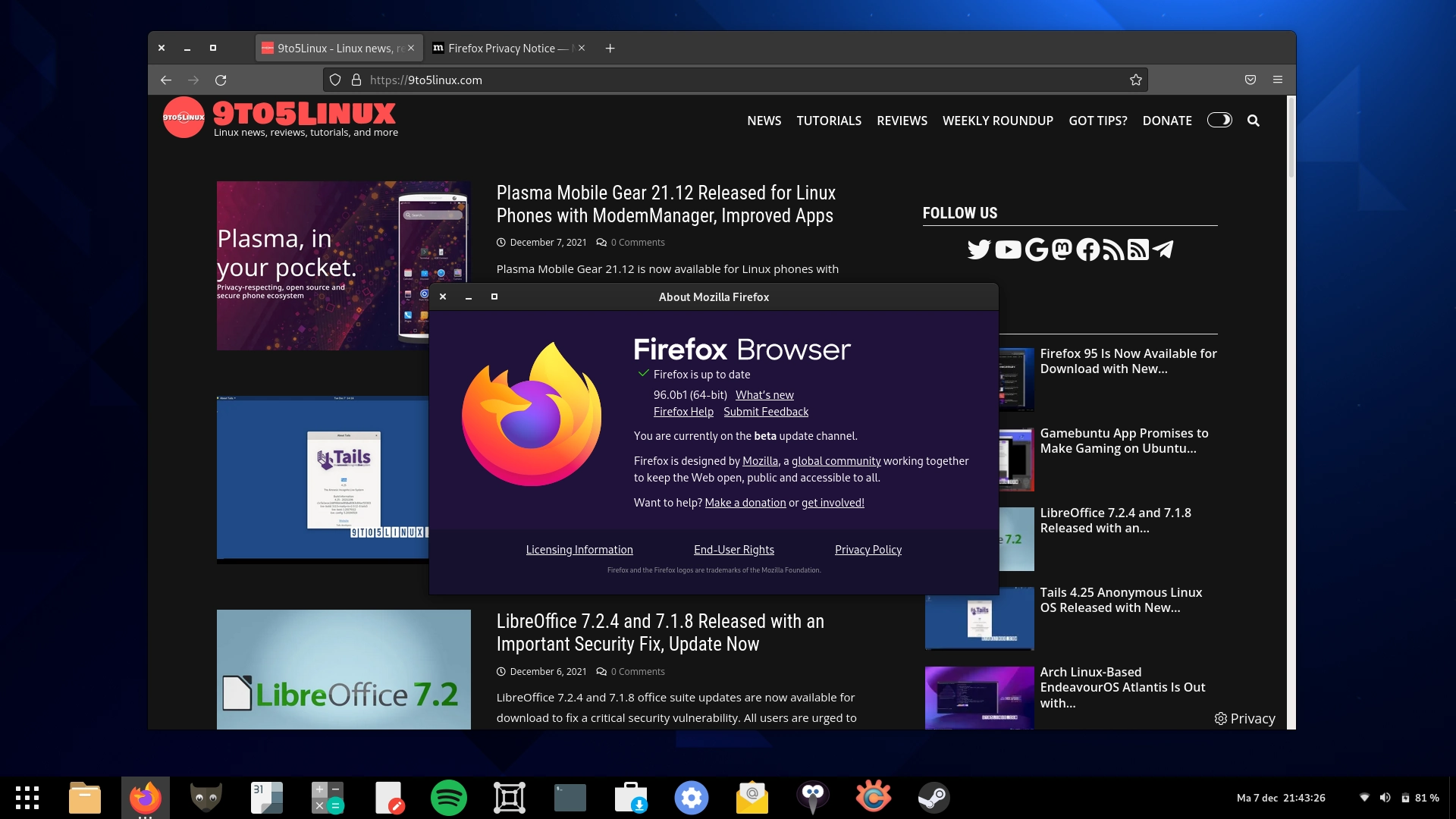 Firefox 96 Enters Public Beta Testing with More Performance and Security Improvements