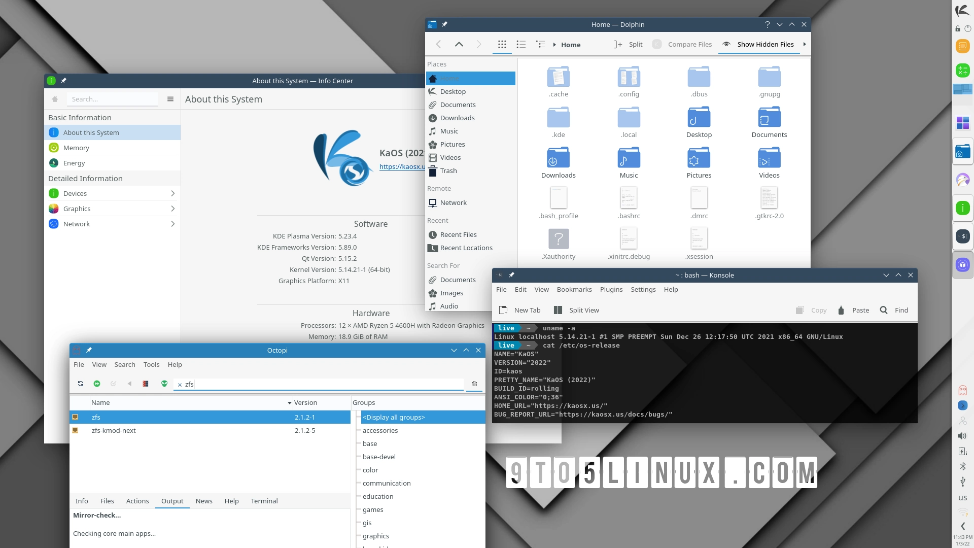 KaOS Linux Sees First 2022 ISO Release with Initial ZFS Support, Latest KDE Goodies