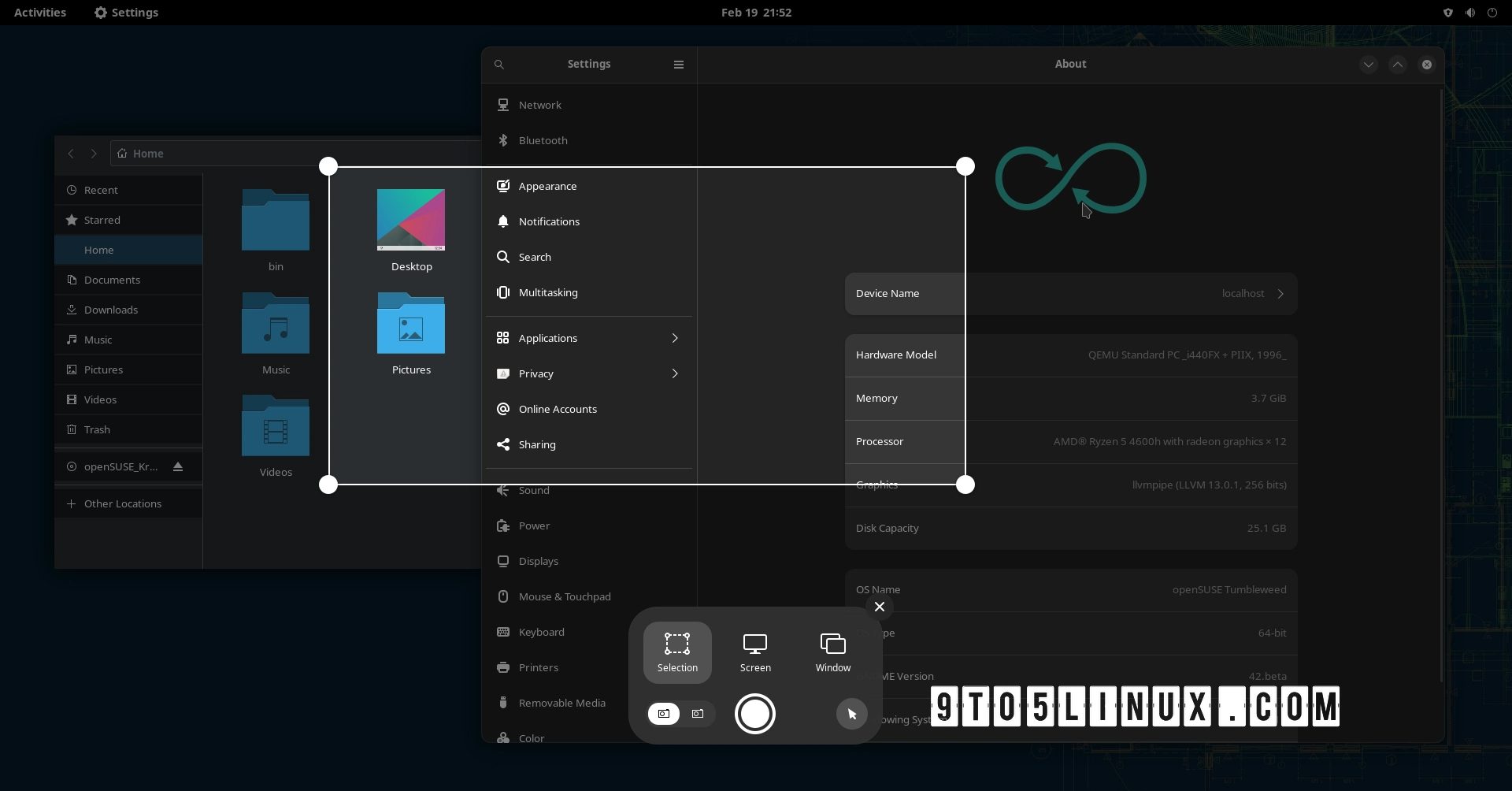 First Look at GNOME 42’s Built-In Screenshot and Screencast Feature