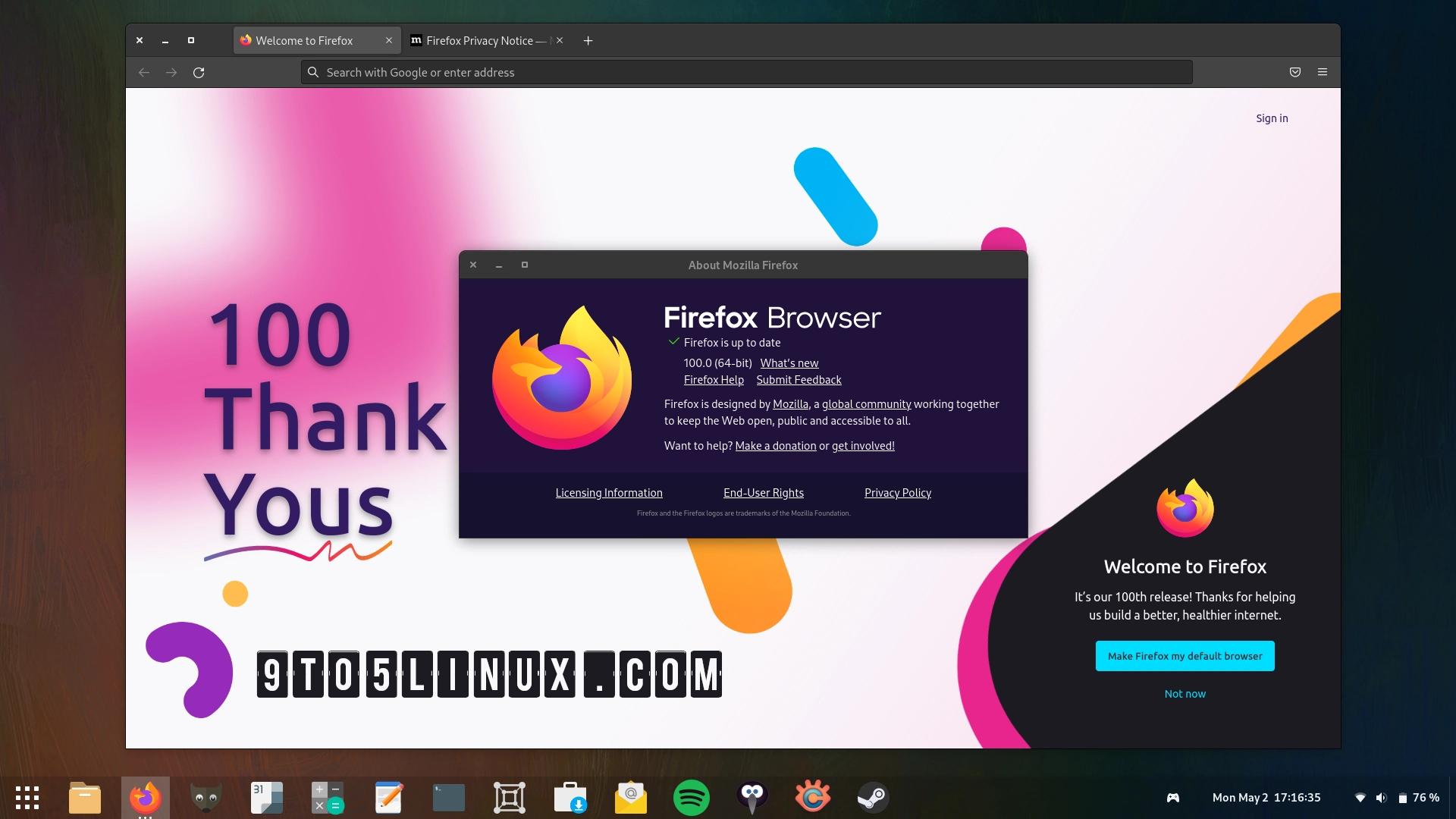 Firefox 100 Is Now Available for Download, Enables GTK Overlay Scrollbars on Linux