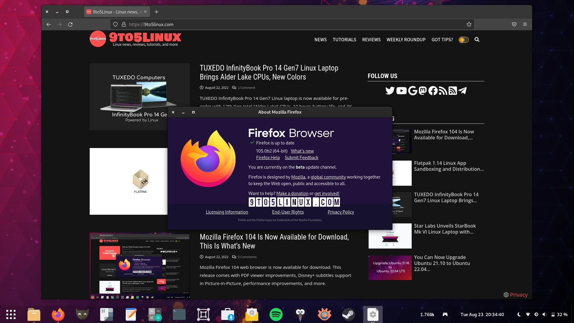 Firefox 105 Beta Brings Memory Fixes, Two-Finger Swipe Back/Forward Gesture on Linux