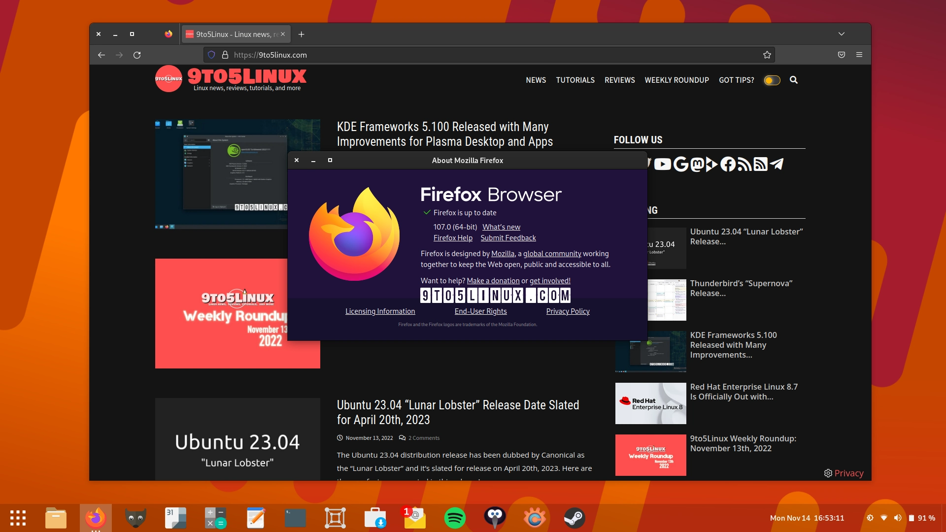 Firefox 107 Is Now Available for Download with Power Profiling on Linux PCs with Intel CPUs