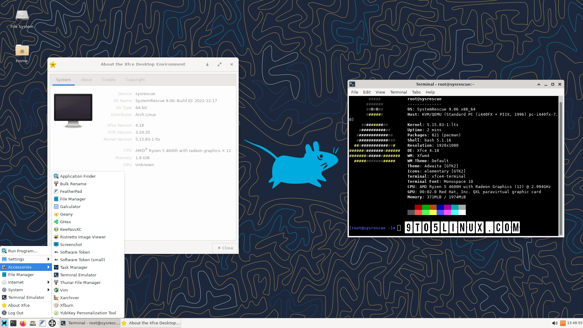 Arch Linux-Based SystemRescue 9.06 Toolkit Adds Xfce 4.18 and New Bootable USB Creator