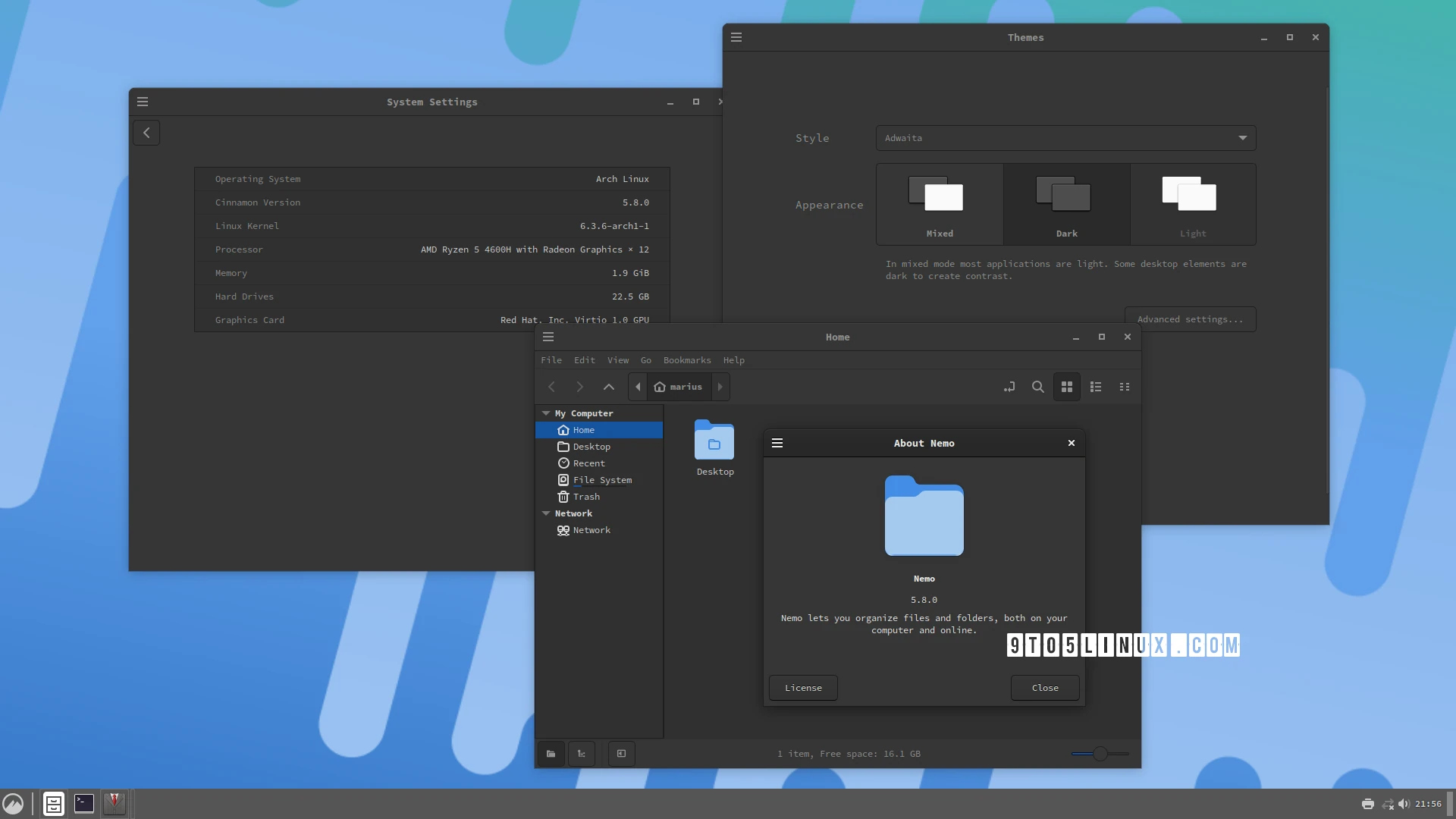 Cinnamon 5.8 Desktop Released with Gestures, Dark Mode, Styles, and More