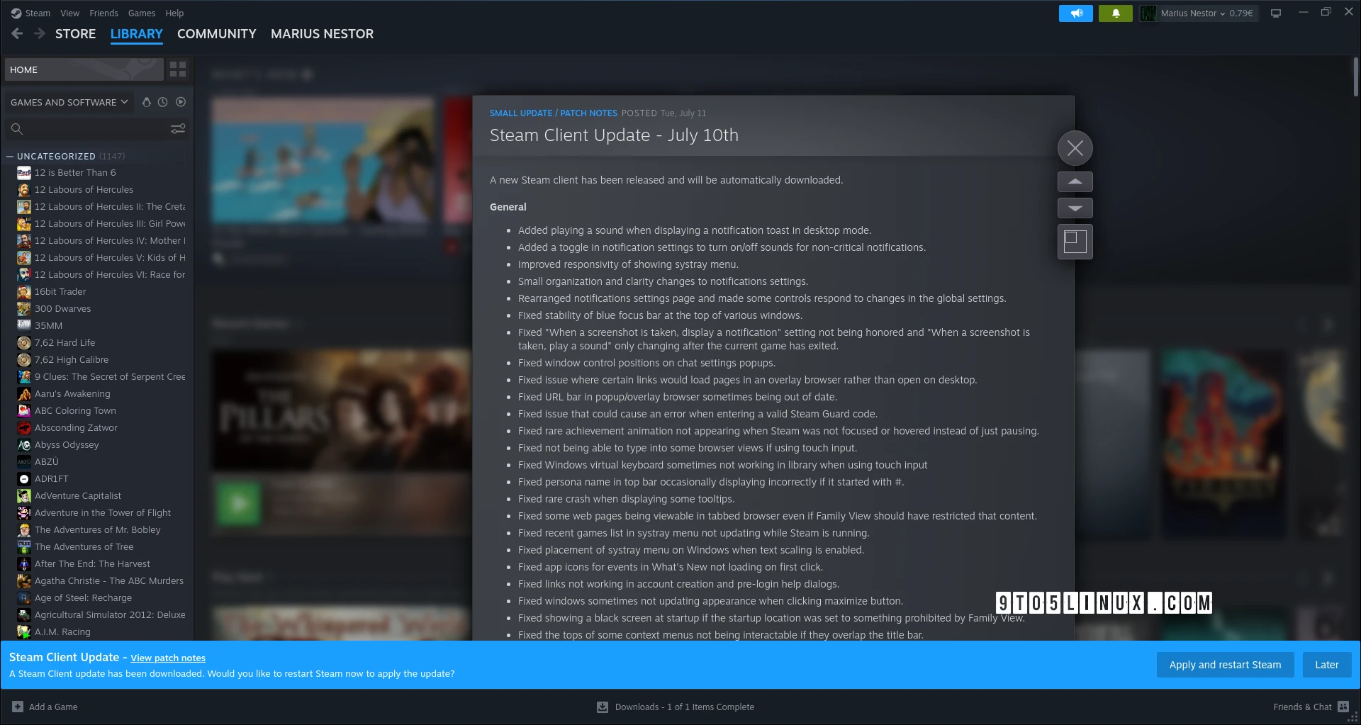 New Steam Client Stable Update Fixes UI Issues on Linux for Intel/AMD Users