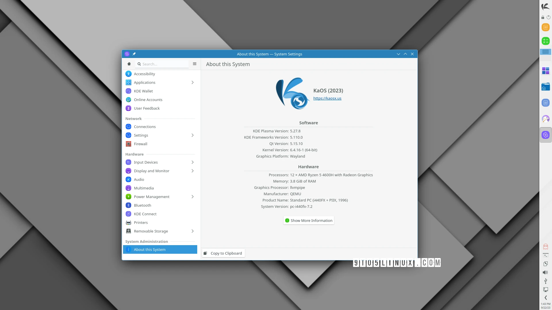 KaOS Linux 2023.09 Adds KDE Gear 23.08, Focus To Shift On KDE Plasma 6 ISO