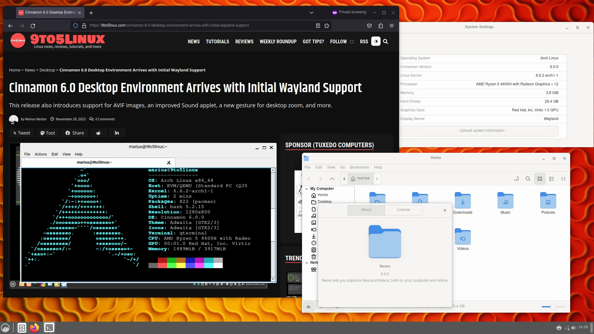Cinnamon 6.0 Desktop Environment Arrives with Initial Wayland Support