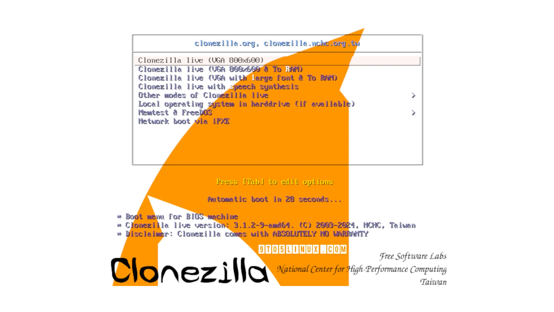 Clonezilla Live 3.1.2 Released with Linux Kernel 6.6 LTS and Memtest86+ 7.00