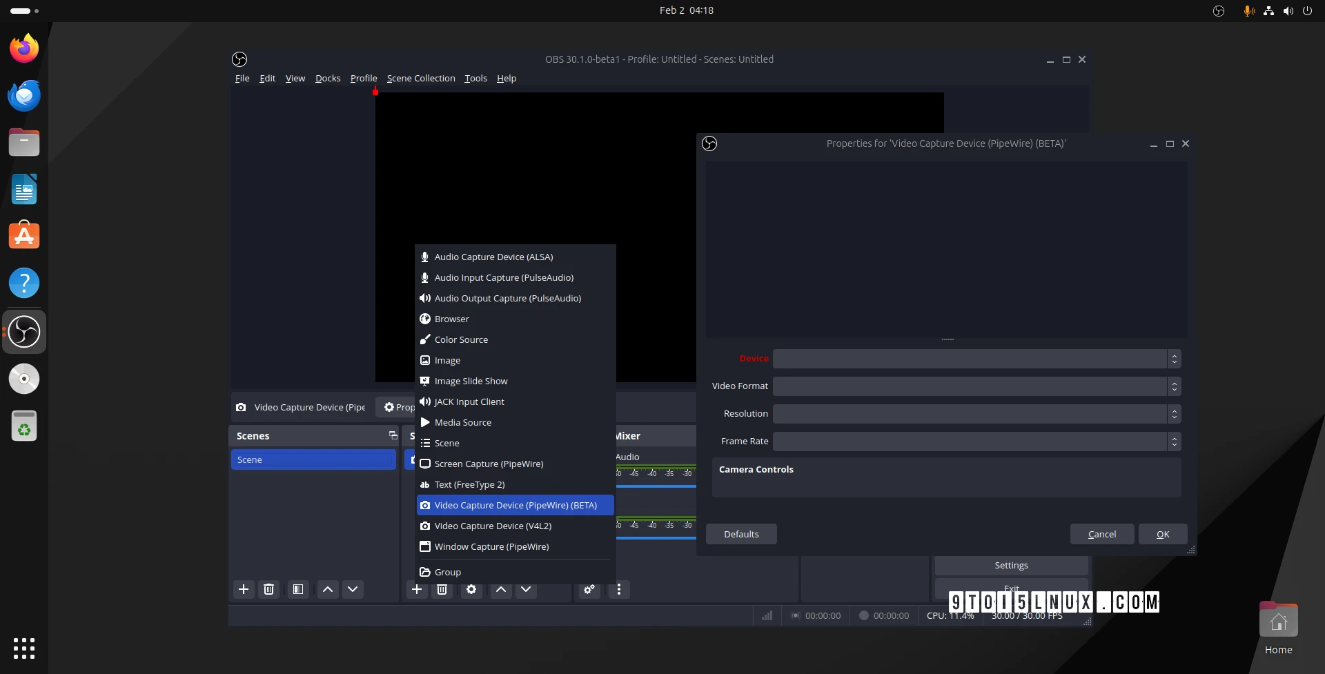 OBS Studio 30.1 Beta Adds AV1 Support for VA-API, PipeWire Camera Source
